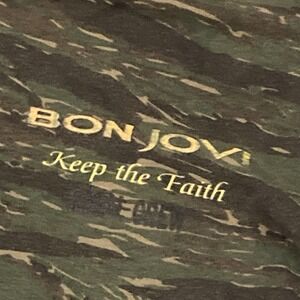 Bon Jovi Keep The Faith Shirt Local Crew Camo Vtg 90s Men's‎ 2X/24